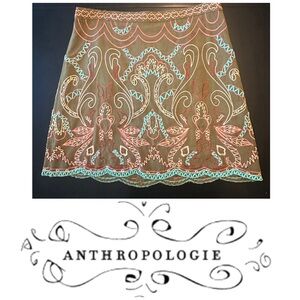 Anthropologie embroidered and beaded mini skirt